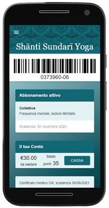 Schermata principale dell'APP